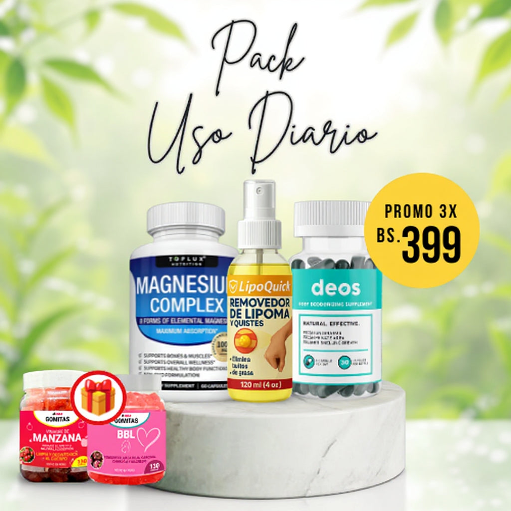 Pack Uso Diario - Deos, Magnesium Complex, LipoQuick + 2 gomitas funcionales