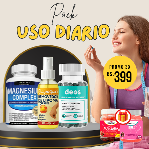 Pack Uso Diario - Deos, Magnesium Complex, LipoQuick + 2 gomitas funcionales