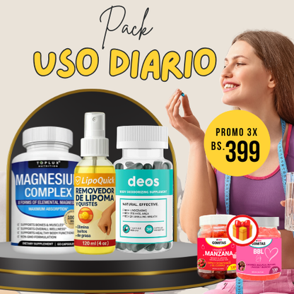 Pack Uso Diario - Deos, Magnesium Complex, LipoQuick + 2 gomitas funcionales