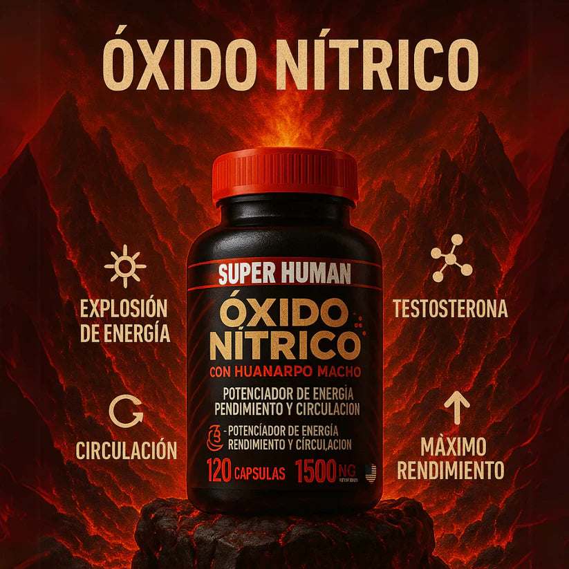 Óxido Nítrico™ – Cápsulas de Óxido Nítrico con Huanarpo para Energía, Potencia y Rendimiento , Fórmula Avanzada Natural (120 Cápsulas) – SuperHuman™